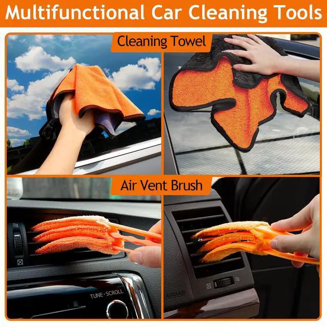 Alt view image 7 of 7 - Windshield Cleaner Tool, Car Detailing Kit Interior, Car Cleaning Kit Interior and Exterior Detail Brush, Auto Supplies & Accessories for Men Women