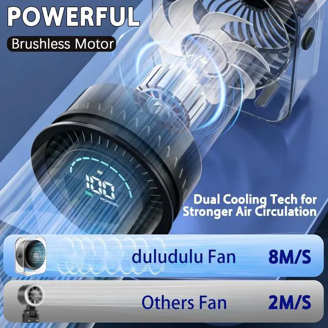 Alt view image 2 of 7 - Desk Fan Small Quiet, Rechargeable USB Table Fan with Turbo Airflow, 100 Speeds LED Display, 360° Rotation, Portable Battery Powered Desktop Fan for Bedroom Home Office Travel, Black