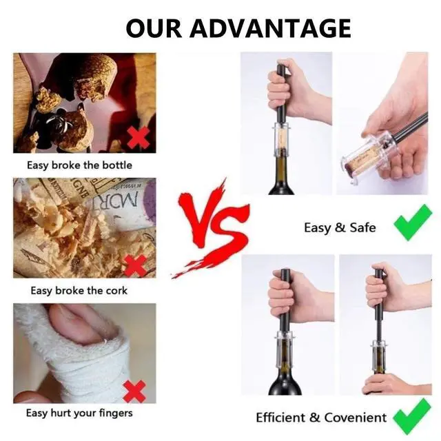 Alt view image 7 of 7 - Air Pressure Pump Bottle Opener With Foil Cutter,Efficient|Lightweight|Funny Wine Opener,Simple Cork Remover,Efficient Corkscrew Bottle Opener,Great For Wine Lovers,Perfect Wine Gift. (3)