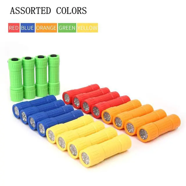 Alt view image 2 of 7 - 30-Pack Small Mini Flashlight Set, 5 Colors, 9-LED Handheld Flashlight with Lanyard,90-Pack AAA Battery Included for Kids/Night Reading/Party/Camping/Emergency/Hunting(30 Pack)