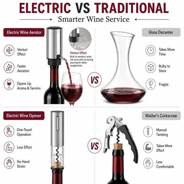 Alt view image 5 of 7 - 4-in-1,Premium,Rechargeable Wine Opener,Aerating Pourer,Stopper,Foil Cutter
