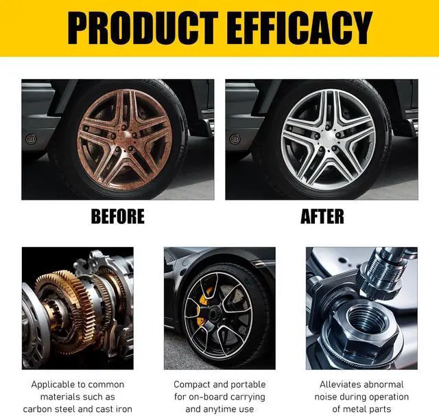 Alt view image 2 of 7 - 2Pcs Anti-Rust Lubricant Spray & Rust Remover, Rust Remover Spray for Metal, Multi-Purpose Fast-Acting Powder Remover Sprays for Vehicles, Tools, Chains