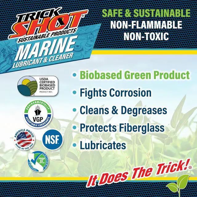 Alt view image 5 of 6 - Trick Shot Marine Grade Lubricant & Penetrating Oil - Biodegradable Food Grade Rust Prevention Spray, Anti-Seize, Cleaner & Lubricant for Boat Galleys, Fiberglass, Fishing Gear Lubrication - 16 oz