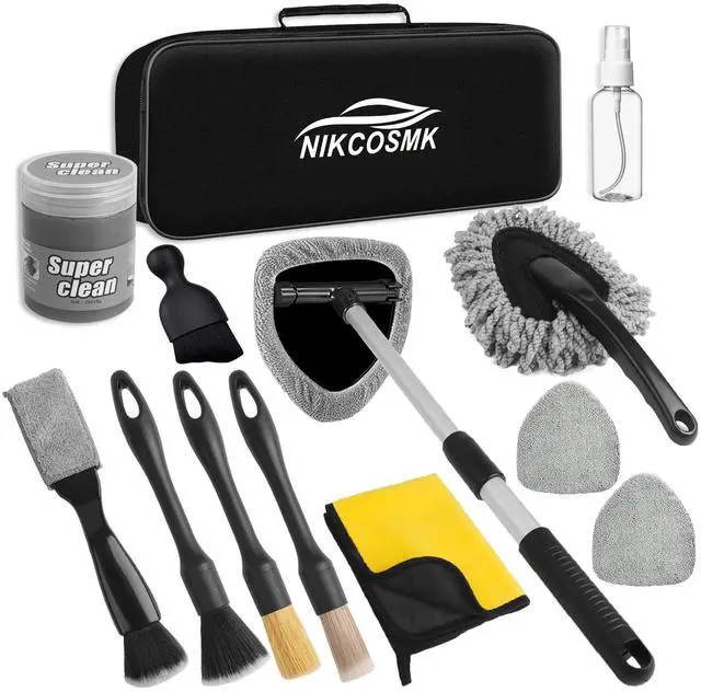 Main image of Windshield Cleaner Tool, 14Pcs Car Cleaning Kit - Car Interior Detailing Kit with Extendable Handle, Cleaning Gel & Microfiber Pads, All-in-One Inside Car Cleaning Supplies for Women Men