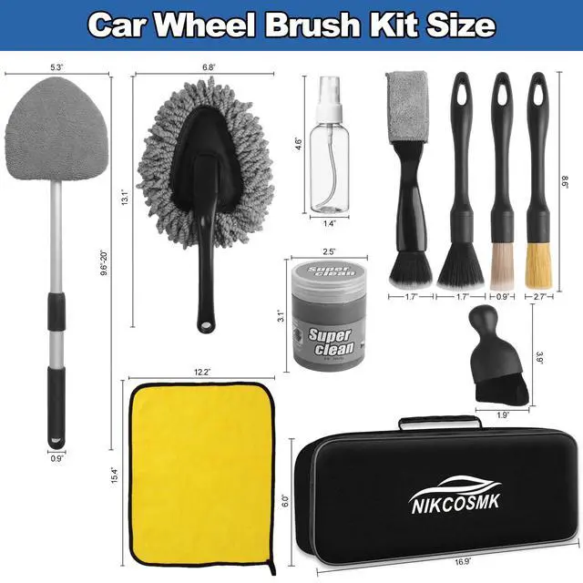 Alt view image 2 of 7 - Windshield Cleaner Tool, 14Pcs Car Cleaning Kit - Car Interior Detailing Kit with Extendable Handle, Cleaning Gel & Microfiber Pads, All-in-One Inside Car Cleaning Supplies for Women Men
