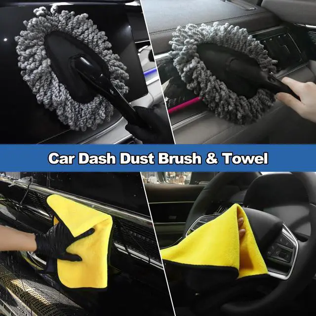 Alt view image 6 of 7 - Windshield Cleaner Tool, 14Pcs Car Cleaning Kit - Car Interior Detailing Kit with Extendable Handle, Cleaning Gel & Microfiber Pads, All-in-One Inside Car Cleaning Supplies for Women Men