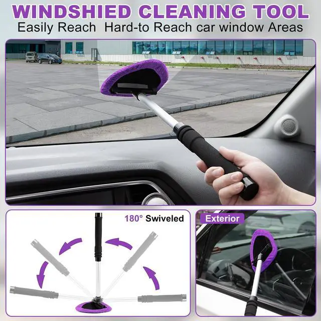 Alt view image 2 of 7 - Windshield Cleaner Tool, 17Pcs Purple Car Interior Cleaning Kit, Detailing Kit Cleaner, Detailing Brush, Cleaning Gel, Inside Cleaning Supplies Accessories for Trucks, SUVs, RVs Window