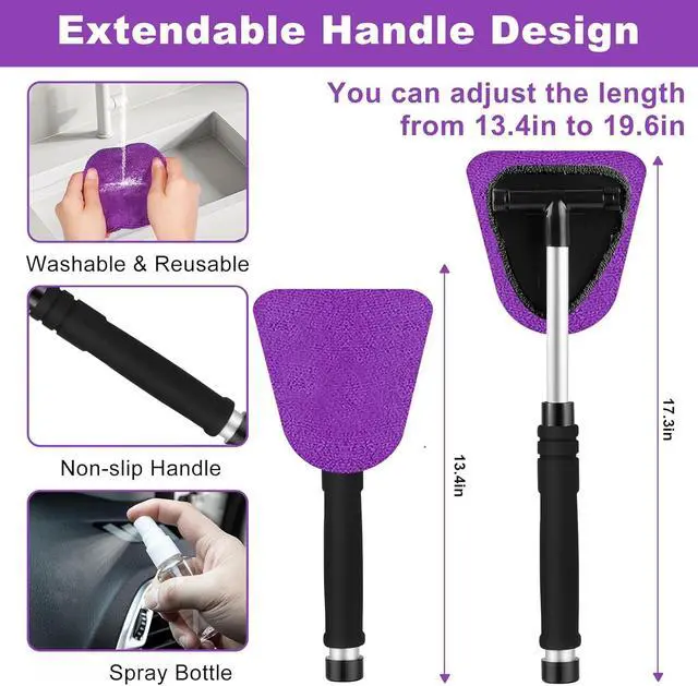 Alt view image 3 of 7 - Windshield Cleaner Tool, 17Pcs Purple Car Interior Cleaning Kit, Detailing Kit Cleaner, Detailing Brush, Cleaning Gel, Inside Cleaning Supplies Accessories for Trucks, SUVs, RVs Window
