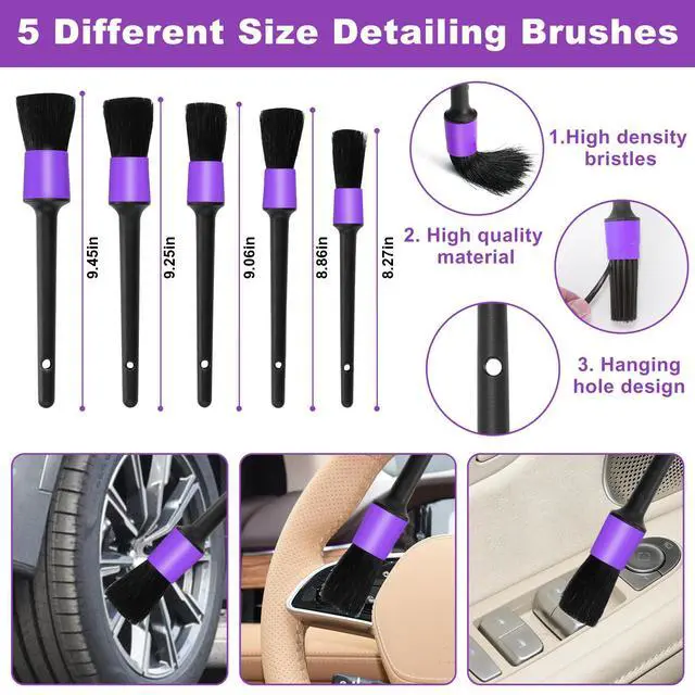 Alt view image 4 of 7 - Windshield Cleaner Tool, 17Pcs Purple Car Interior Cleaning Kit, Detailing Kit Cleaner, Detailing Brush, Cleaning Gel, Inside Cleaning Supplies Accessories for Trucks, SUVs, RVs Window