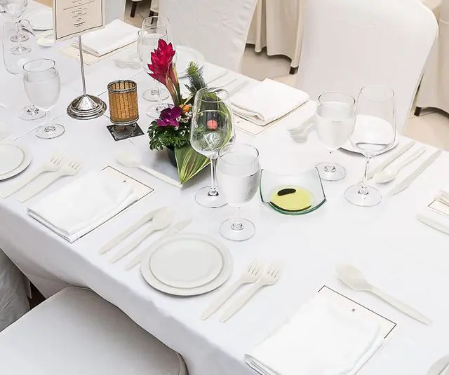 Alt view image 6 of 7 - 250 Piece (50 Sets) Biodegradable Paper Plates Set (EXTRA LONG UTENSILS), Disposable Dinnerware Set, Eco Friendly Compostable Plates & Utensil include Plates, Bowls, Forks, Knives and Spoons