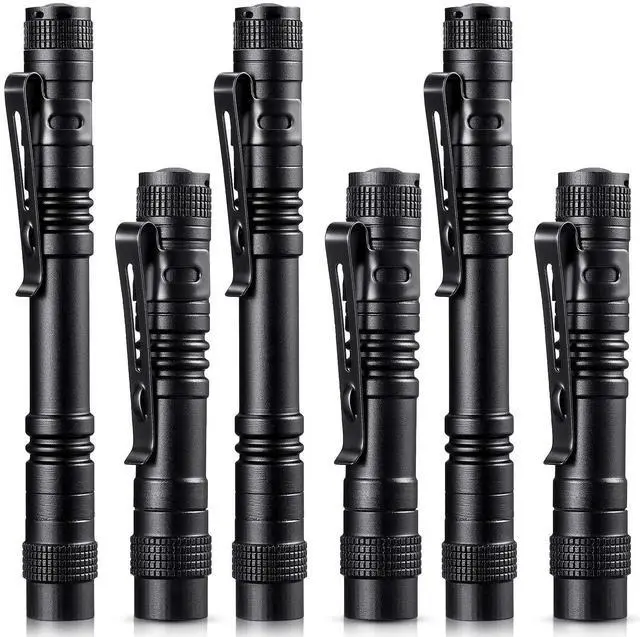 Main image of 6 Pieces Mini LED Pen Flashlight Bulk Small Pocket Flashlight 3.5 Inch, 5.24 Inch Aluminum Handheld Penlight with Clip for Inspection Camping Emergency Diary Lighting