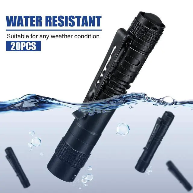 Alt view image 4 of 7 - 20 Pcs Mini Pen Light Flashlights Father Day Gifts for Men Pocket Flashlights Pen with Clip Small LED Handheld Slim Torches Without Battery(3.54 Inch,Black)