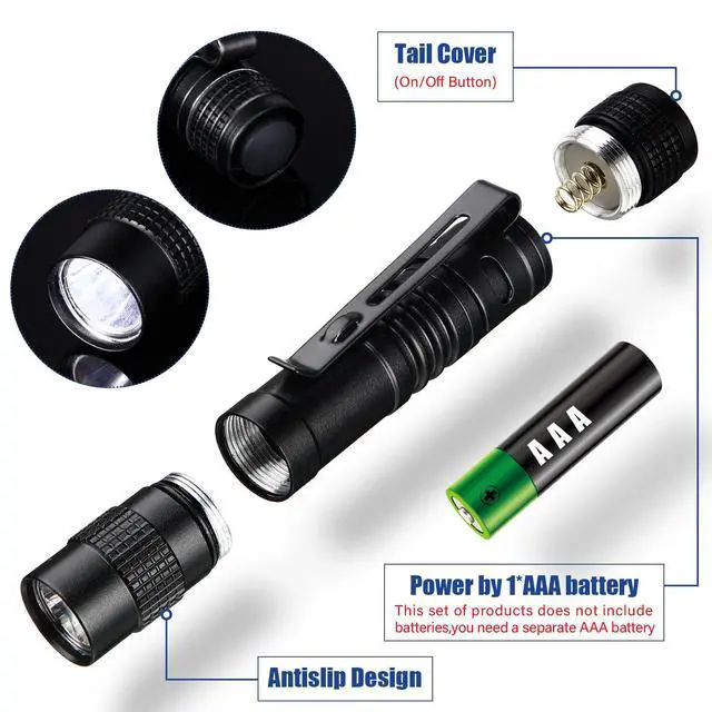 Alt view image 3 of 7 - 20 Pcs Mini Pen Light Flashlights Father Day Gifts for Men Pocket Flashlights Pen with Clip Small LED Handheld Slim Torches Without Battery(3.54 Inch,Black)