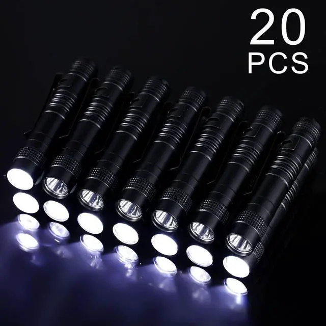 Alt view image 5 of 7 - 20 Pcs Mini Pen Light Flashlights Father Day Gifts for Men Pocket Flashlights Pen with Clip Small LED Handheld Slim Torches Without Battery(3.54 Inch,Black)