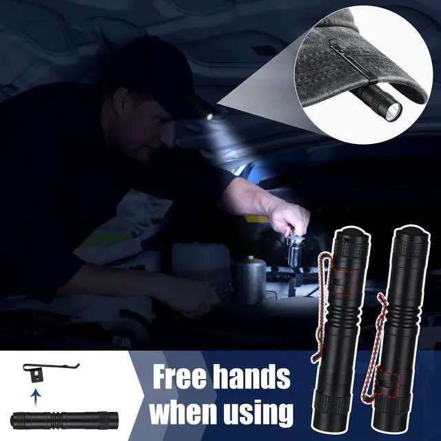 Alt view image 6 of 7 - 20 Pcs Mini Pen Light Flashlights Father Day Gifts for Men Pocket Flashlights Pen with Clip Small LED Handheld Slim Torches Without Battery(3.54 Inch,Black)