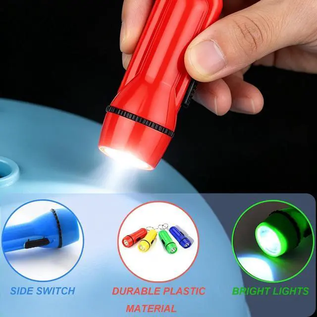 Alt view image 6 of 7 - Mini Flashlight Keychain, 24PCS Bulk Assorted Colors Toy Flashlight for Hiking Camping Party for Kids Night Reading Party Camping Emergency and Hunting