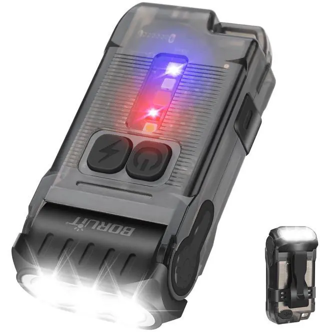 Main image of V15 LED Small Powerful EDC Flashlight with Warm White Red Light,Bright 1200LM USB C Rechargeable 10 Modes Mini Pocket Keychain Flash Light with Clip,IP67 Waterproof,80°Head Swivels,Tail Magnet