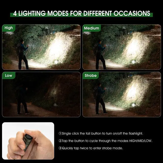 Alt view image 4 of 7 - Small Flashlight Rechargeable 1200 Lumens,Tactical EDC Bright Mini Torch