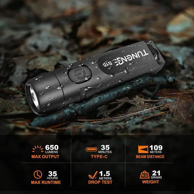 Alt view image 2 of 7 - Rechargeable Keychain Flashlights, 650 High Lumens EDC Pocket Flashlights, Mini Flashlight BeBlack