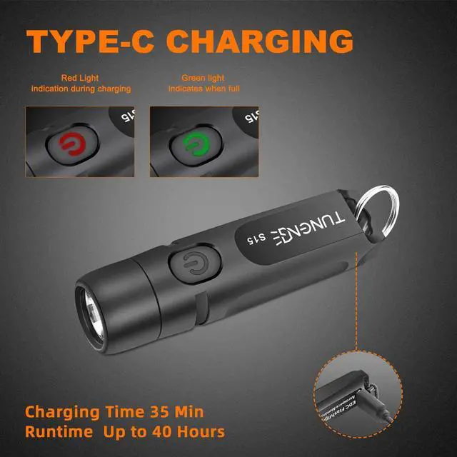 Alt view image 3 of 7 - Rechargeable Keychain Flashlights, 650 High Lumens EDC Pocket Flashlights, Mini Flashlight BeBlack