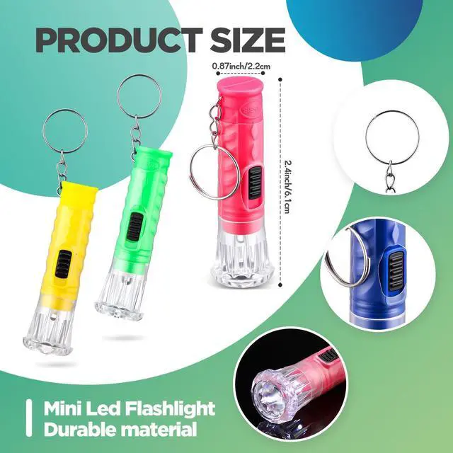 Alt view image 2 of 7 - 50 Pcs Mini Flashlight Keychains Bulk with Lanyard Portable Small Plastic LED Key Chains Flashlights for Night Reading Emergency Hurricane Camping Hiking Party Favors(Multicolor,Simple)