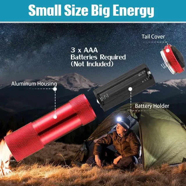 Alt view image 3 of 7 - 12 Pcs Mini Flashlights Bulk, Bright Aluminum Handheld Flash Lights with Lanyard, Small LED Flashlights for Night Reading Emergency Hurricane Camping Hiking Party Favors(Bright Colors)