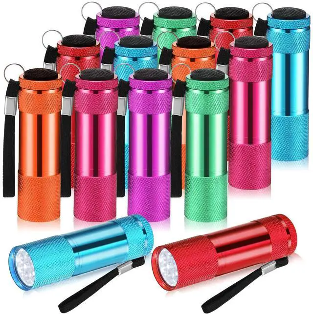 Main image of 12 Pcs Mini Flashlights Bulk, Bright Aluminum Handheld Flash Lights with Lanyard, Small LED Flashlights for Night Reading Emergency Hurricane Camping Hiking Party Favors(Bright Colors)