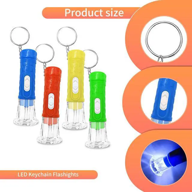Alt view image 2 of 7 - 100 Pieces Mini Flashlight Keychain Bulk for decor, Assorted Colors Torch Keyring Flashlights LED Keychain Flashlights Small Keychain Light Hiking Camping Halloween Party Favors Goody Bag Stuffers