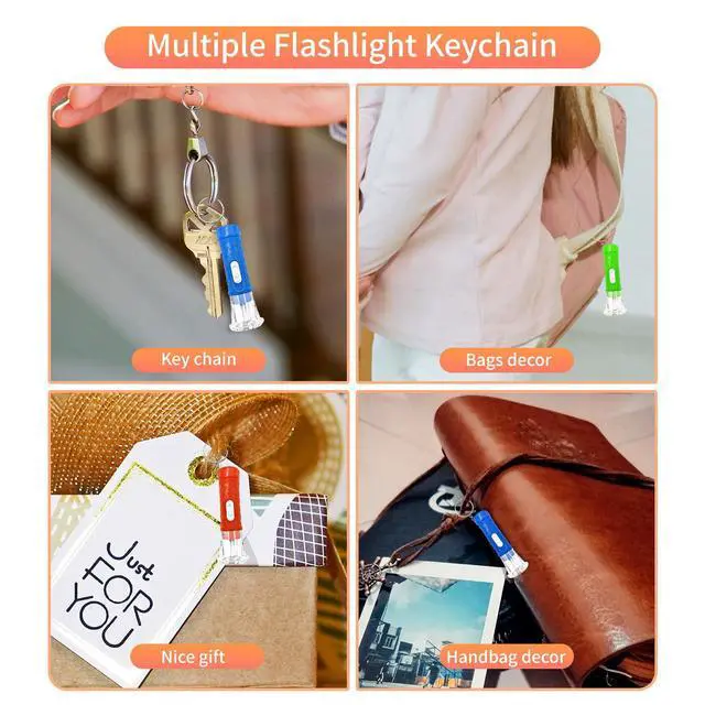 Alt view image 3 of 7 - 100 Pieces Mini Flashlight Keychain Bulk for decor, Assorted Colors Torch Keyring Flashlights LED Keychain Flashlights Small Keychain Light Hiking Camping Halloween Party Favors Goody Bag Stuffers
