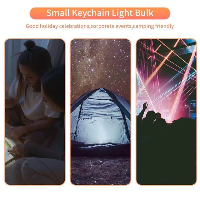 Alt view image 4 of 7 - 100 Pieces Mini Flashlight Keychain Bulk for decor, Assorted Colors Torch Keyring Flashlights LED Keychain Flashlights Small Keychain Light Hiking Camping Halloween Party Favors Goody Bag Stuffers