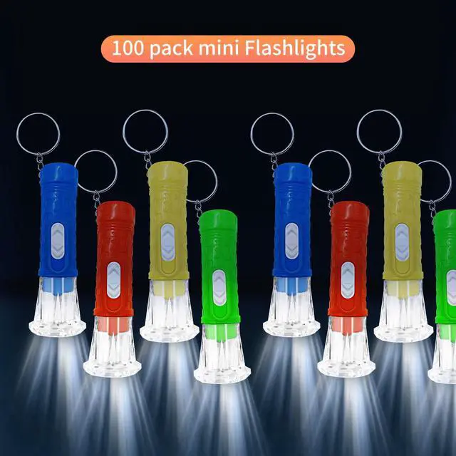 Alt view image 5 of 7 - 100 Pieces Mini Flashlight Keychain Bulk for decor, Assorted Colors Torch Keyring Flashlights LED Keychain Flashlights Small Keychain Light Hiking Camping Halloween Party Favors Goody Bag Stuffers