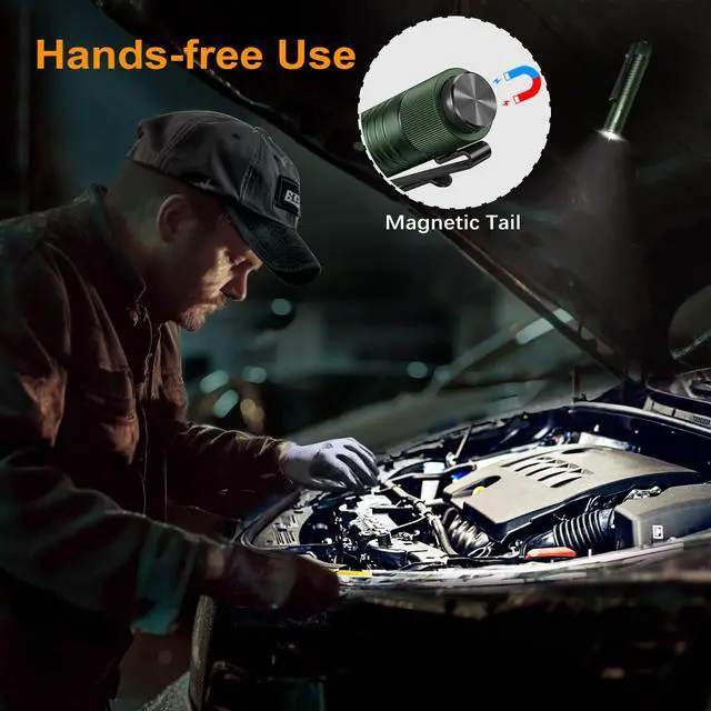 Alt view image 4 of 6 - T1A Mini Pocket EDC Flashlight with Clip,1300 Lumen Compact AA Rechargeable LED Little Flashlights, Super Bright Tail Switch Small Flash Light with Magnet for Camping,Hiking,Outdoor,Emergency