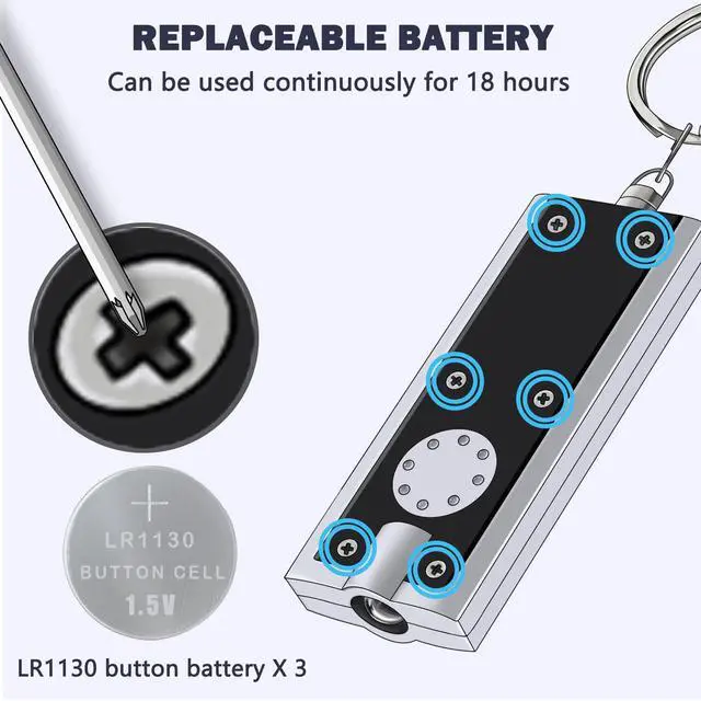 Alt view image 5 of 7 - Mini LED Keychain Flashlight, Tiny White Light Pocket (8PCS)