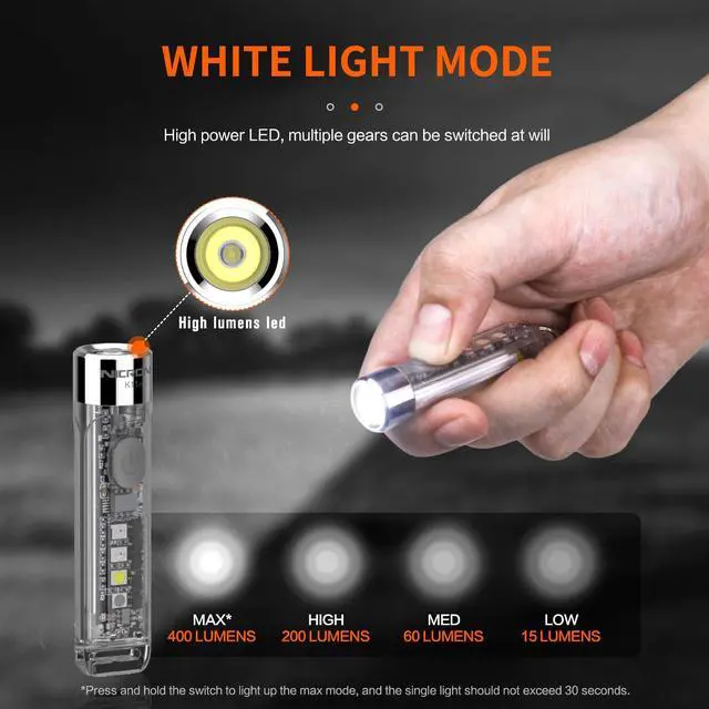Alt view image 3 of 7 - K11 Rechargeable Keychain Flashlight Lightweight,400 Hight Lumen with Extra 4 Sidelight, IPX4 EDC Mini Flashlight Be