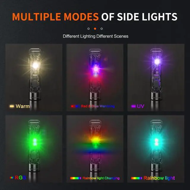 Alt view image 4 of 7 - K11 Rechargeable Keychain Flashlight Lightweight,400 Hight Lumen with Extra 4 Sidelight, IPX4 EDC Mini Flashlight Be