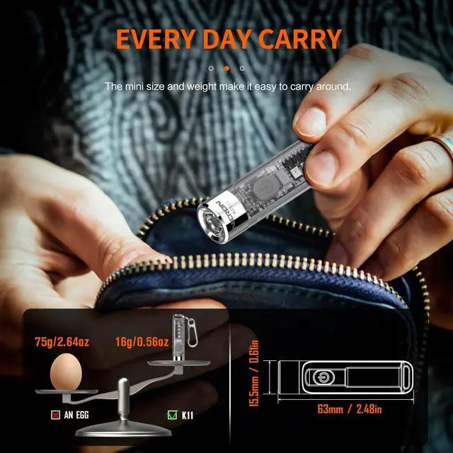 Alt view image 5 of 7 - K11 Rechargeable Keychain Flashlight Lightweight,400 Hight Lumen with Extra 4 Sidelight, IPX4 EDC Mini Flashlight Be