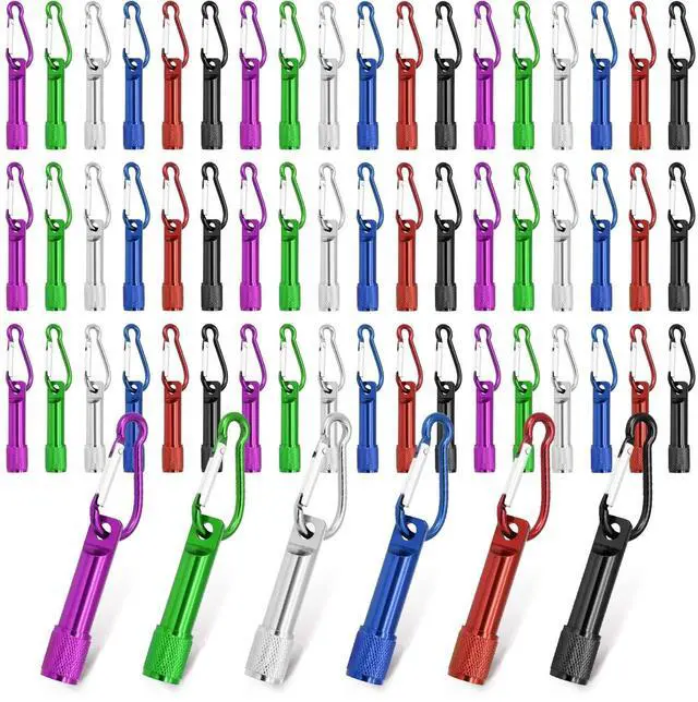 Main image of 60 Pack Mini Keychain Flashlights Bulk, Ultra-Bright LED Metal Carabiner Clip Lights,Compact Emergency Lights for Camping, Hiking, Cycling, Survival Kits(60)