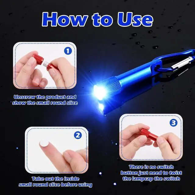 Alt view image 4 of 7 - 60 Pack Mini Keychain Flashlights Bulk, Ultra-Bright LED Metal Carabiner Clip Lights,Compact Emergency Lights for Camping, Hiking, Cycling, Survival Kits(60)
