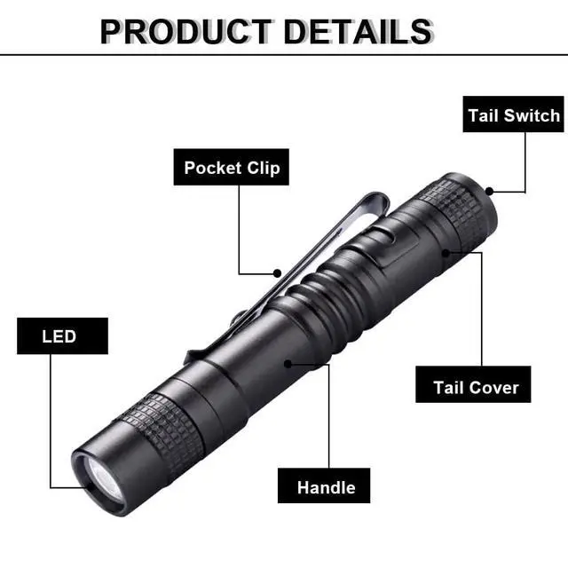Alt view image 3 of 7 - 3 Packs LED Pen Light, Small Pen Lights with Clip, Waterproof LED Handheld Pen Flashlights for Outdoor/Camping/Work