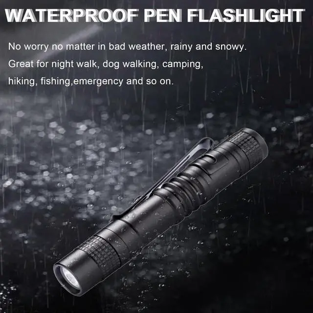 Alt view image 5 of 7 - 3 Packs LED Pen Light, Small Pen Lights with Clip, Waterproof LED Handheld Pen Flashlights for Outdoor/Camping/Work