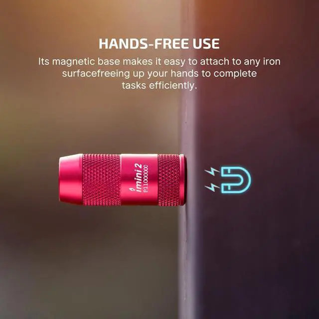 Alt view image 2 of 7 - IMINI 2 EDC Rechargeable Keychain Flashlight, 50 Lumens Compact and Portable Mini LED Keyring Lights with Built-in Battery Ideal for Everyday Carry and Emergencies (Passionate Red)