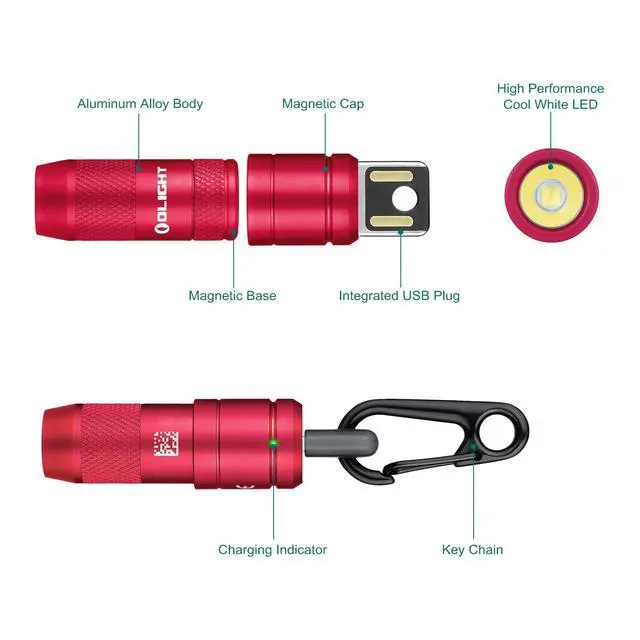 Alt view image 7 of 7 - IMINI 2 EDC Rechargeable Keychain Flashlight, 50 Lumens Compact and Portable Mini LED Keyring Lights with Built-in Battery Ideal for Everyday Carry and Emergencies (Passionate Red)