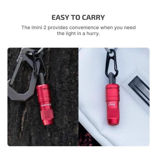 Alt view image 6 of 7 - IMINI 2 EDC Rechargeable Keychain Flashlight, 50 Lumens Compact and Portable Mini LED Keyring Lights with Built-in Battery Ideal for Everyday Carry and Emergencies (Passionate Red)
