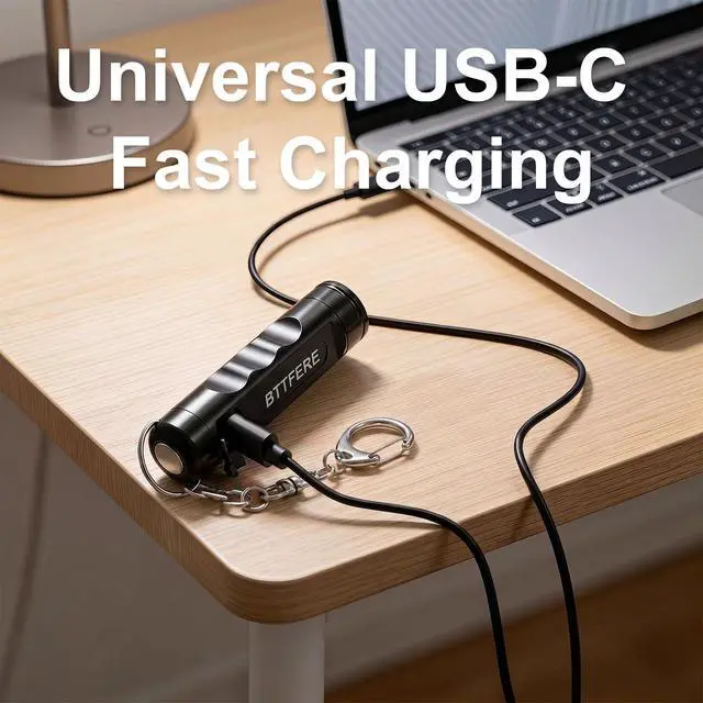 Alt view image 5 of 6 - Bright Mini Keychain Flashlight with Magnetic Base, Tiny USB-C Rechargeable LED Key Ring Light, Small Portable Side Light, Skinny EDC Pocket Torch for Purse, Work, Travel, EMS Gifts