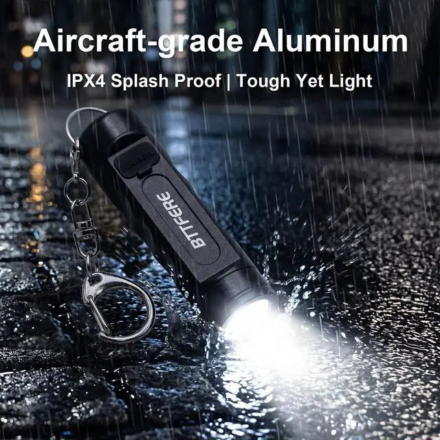 Alt view image 6 of 6 - Bright Mini Keychain Flashlight with Magnetic Base, Tiny USB-C Rechargeable LED Key Ring Light, Small Portable Side Light, Skinny EDC Pocket Torch for Purse, Work, Travel, EMS Gifts