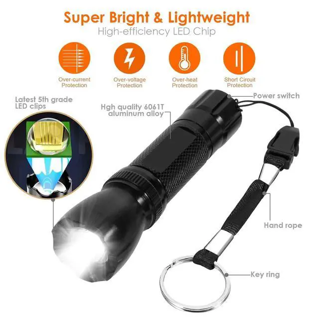 Alt view image 3 of 7 - LED Flashlights, Mini Camping Tactical Flashlight with High Lumen, Handheld Pen Light, Powerful Bright Versatile Flash Light for Outdoor, Home, Cycling, Hiking, Emergency