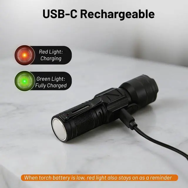 Alt view image 7 of 7 - Pocket EDC Flashlight,USB-C Rechargeable Mini Flashlights 1200 Lumens