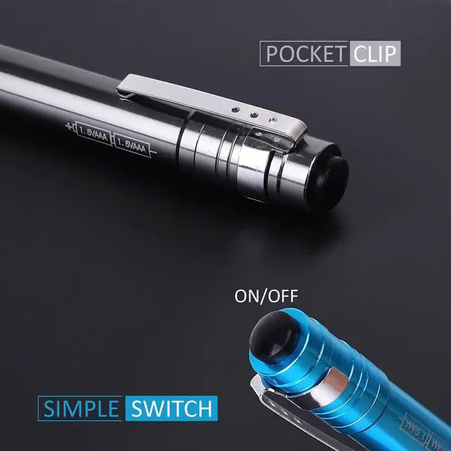 Alt view image 4 of 7 - 15-Pack LED Penlight - Pocket Bulk Pen Light Flashlight with Clip, 30-Piece Dry Batteries Included, Mini Pen Light for Inspection, Repairing, Camping and Training Course (15-Pack)