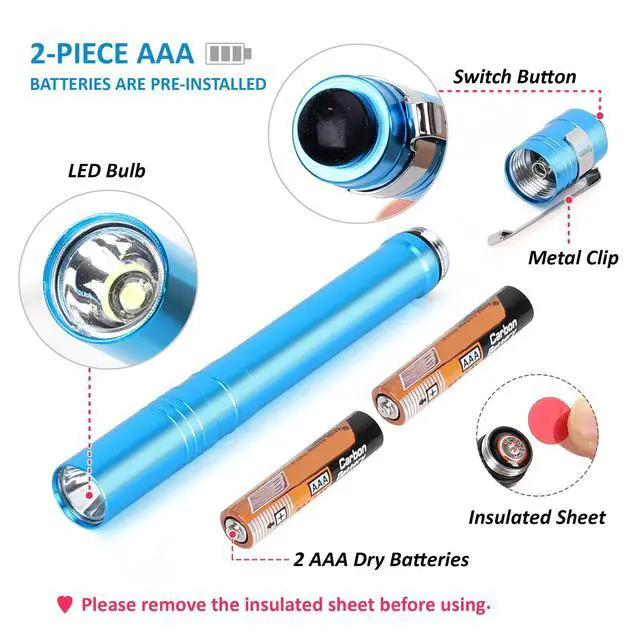 Alt view image 3 of 7 - 15-Pack LED Penlight - Pocket Bulk Pen Light Flashlight with Clip, 30-Piece Dry Batteries Included, Mini Pen Light for Inspection, Repairing, Camping and Training Course (15-Pack)
