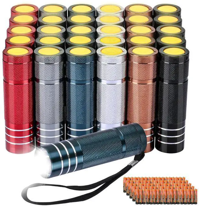 Main image of 30-Pack Super Bright Mini Flashlight, 1W Aluminum Flashlights Bulk Set with Fluorescent Button AAA Batteries Included for Night Emergency Power Outage Party Hiking Backpacking Pocket Gift